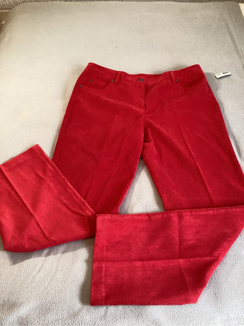 New Directions Womens Red Corduroy Dress Casual Pants Sz 14 Christmas Holiday